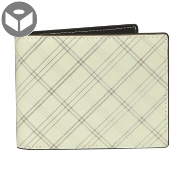 Leather Wallet with Coin Pouch Plaid - Ivory