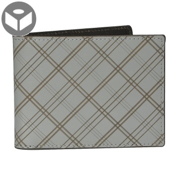 Leather Wallet with Coin Pouch Plaid - Grey