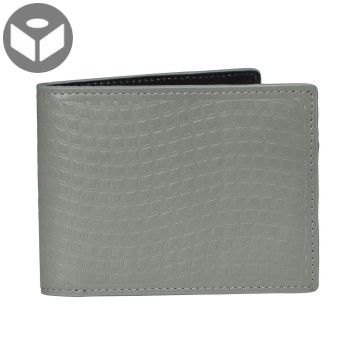 Leather Wallet with Coin Pouch Emboss - Dark Grey