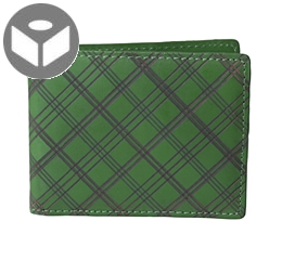 Leather Wallet with Coin Pouch Plaid - Green