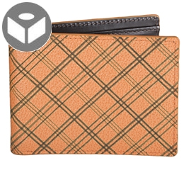 Leather Wallet with Coin Pouch Plaid - Orange